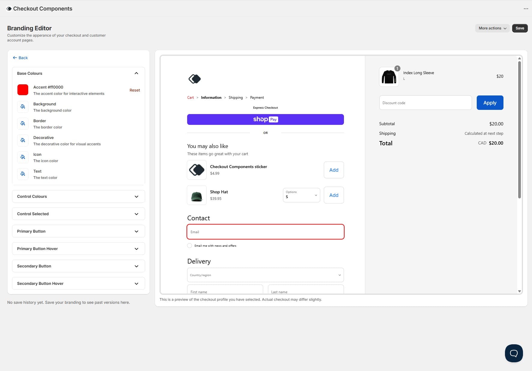 Colour schemes in the visual editor