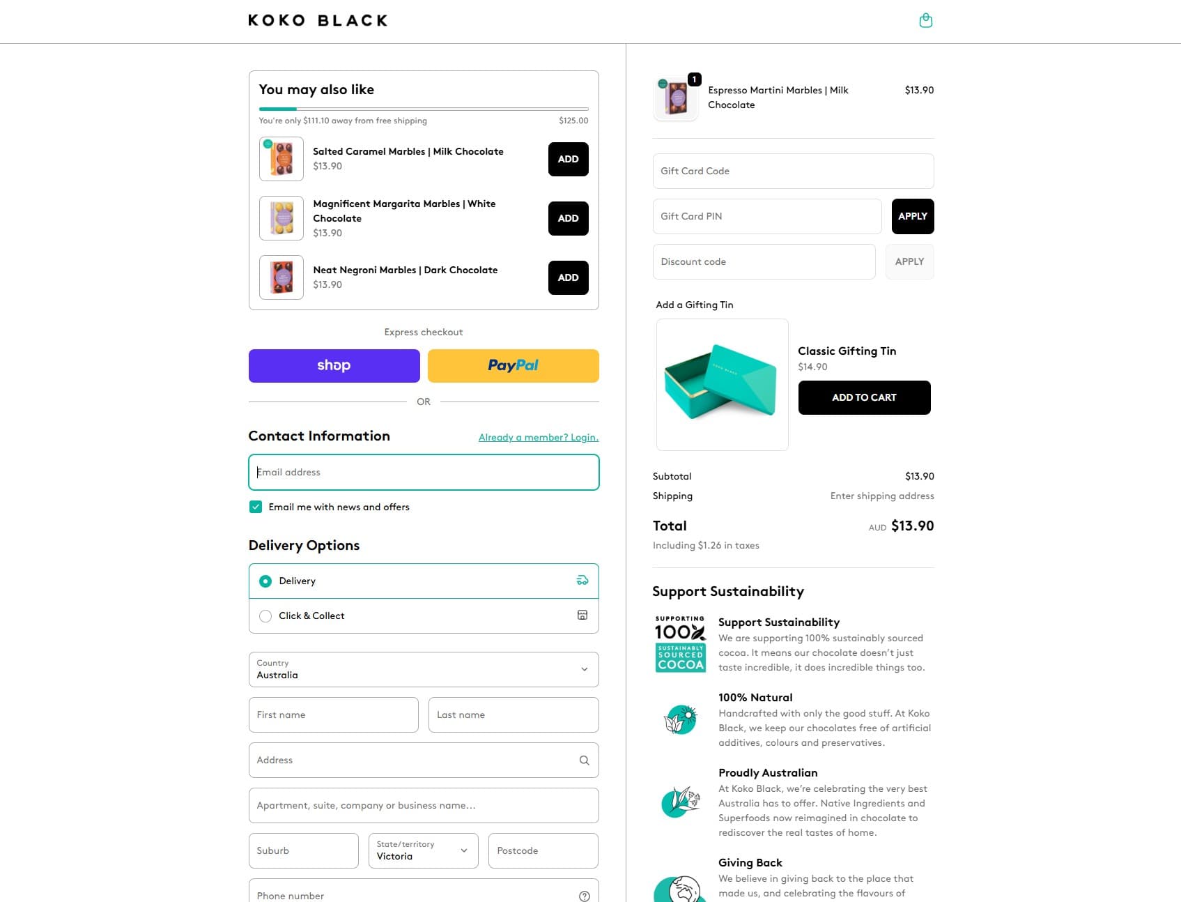 Koko Black checkout
