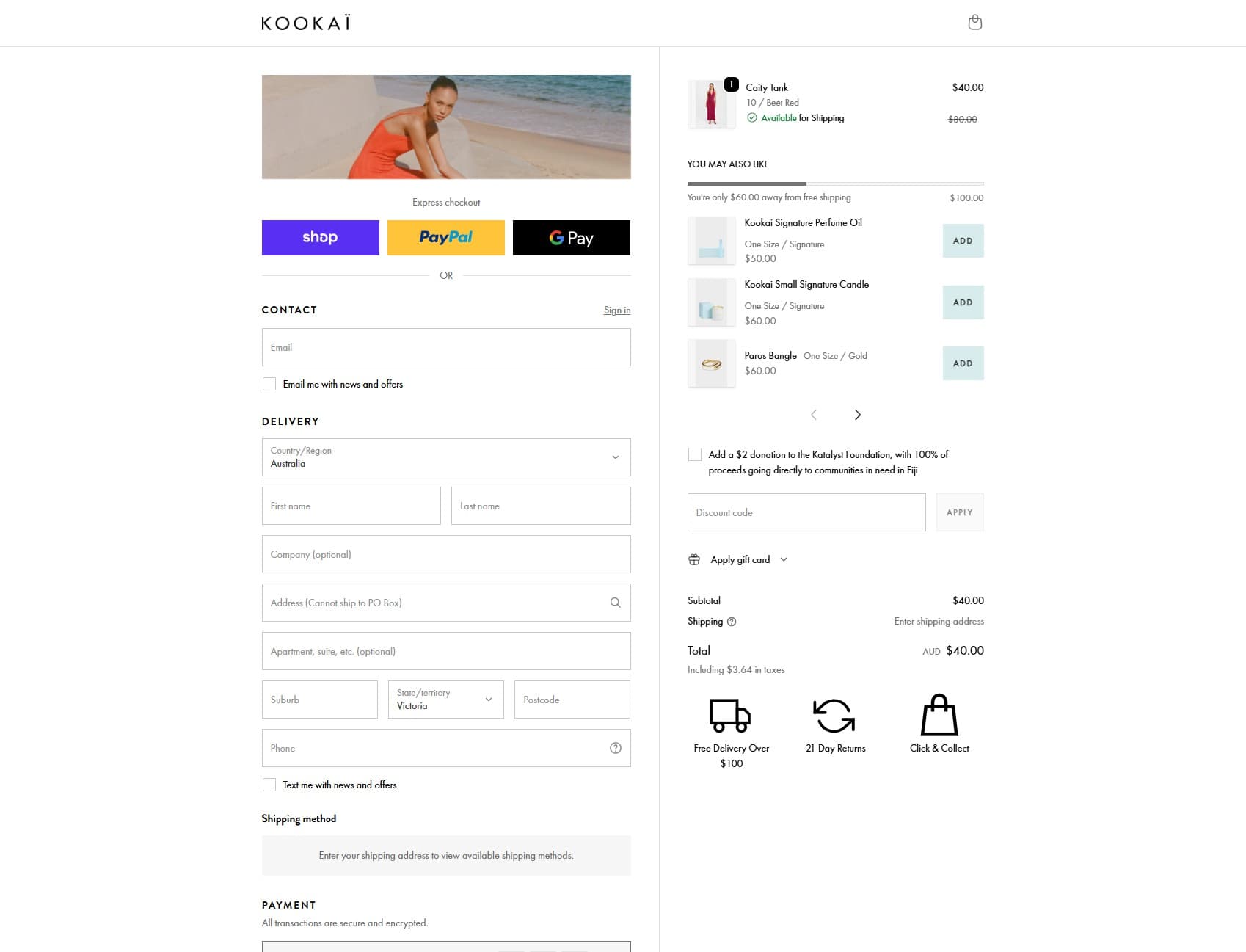 Kookai checkout