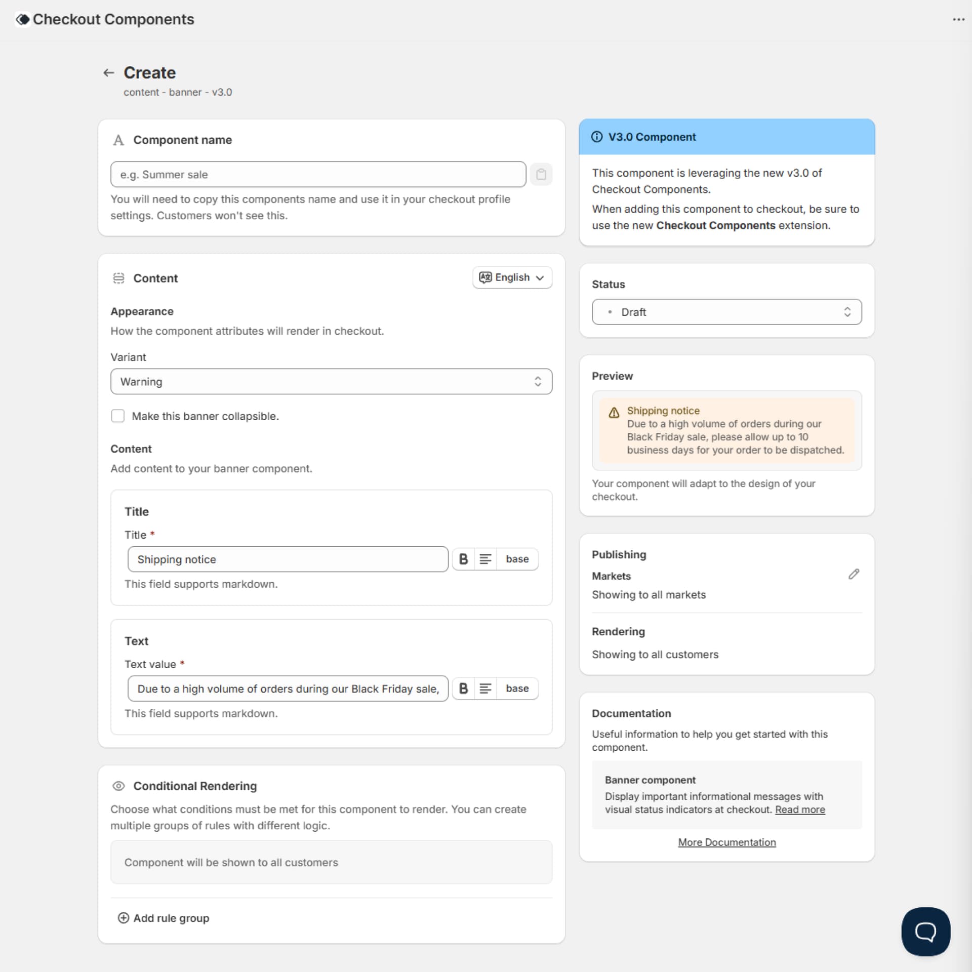 Configure your component