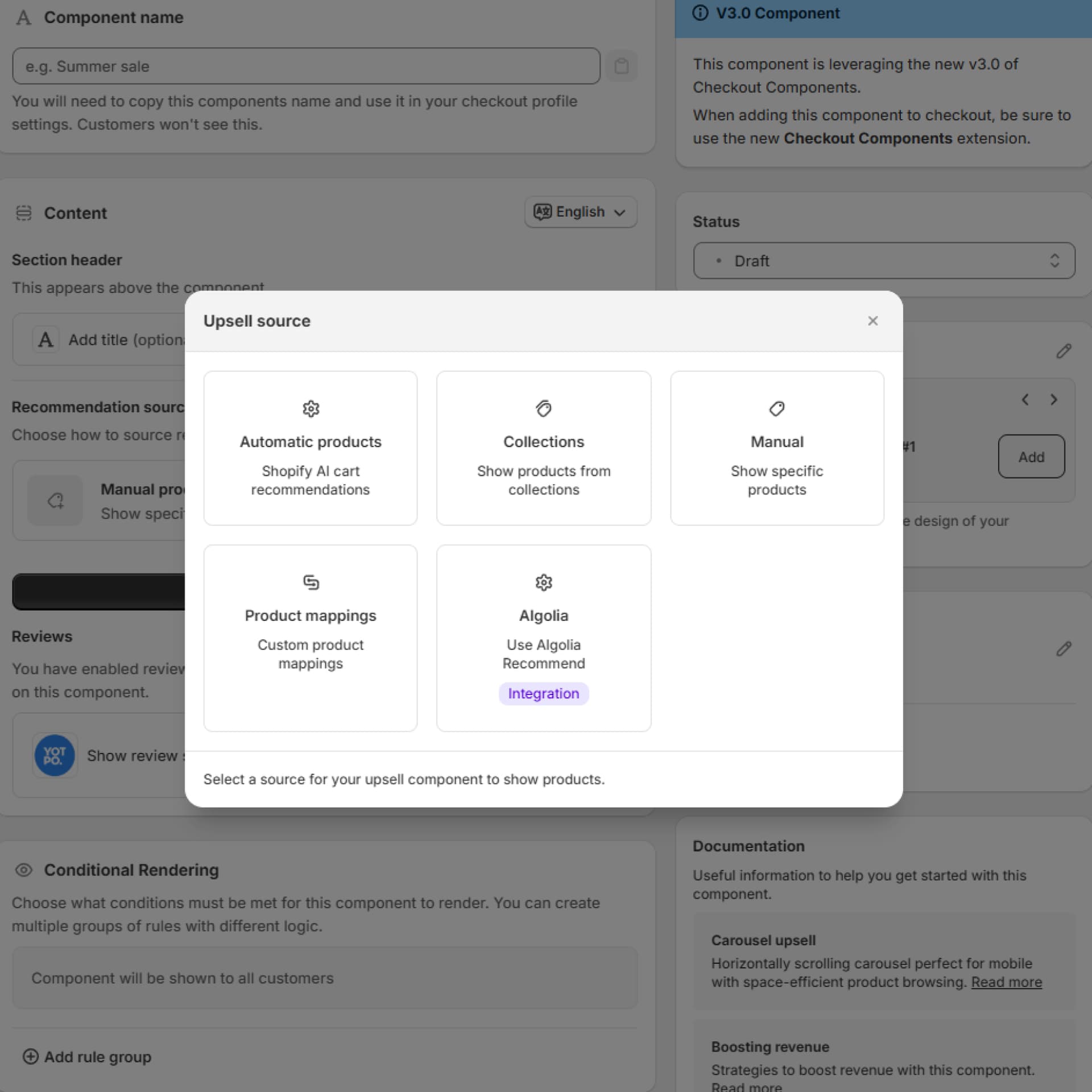 Choose a recommendation source