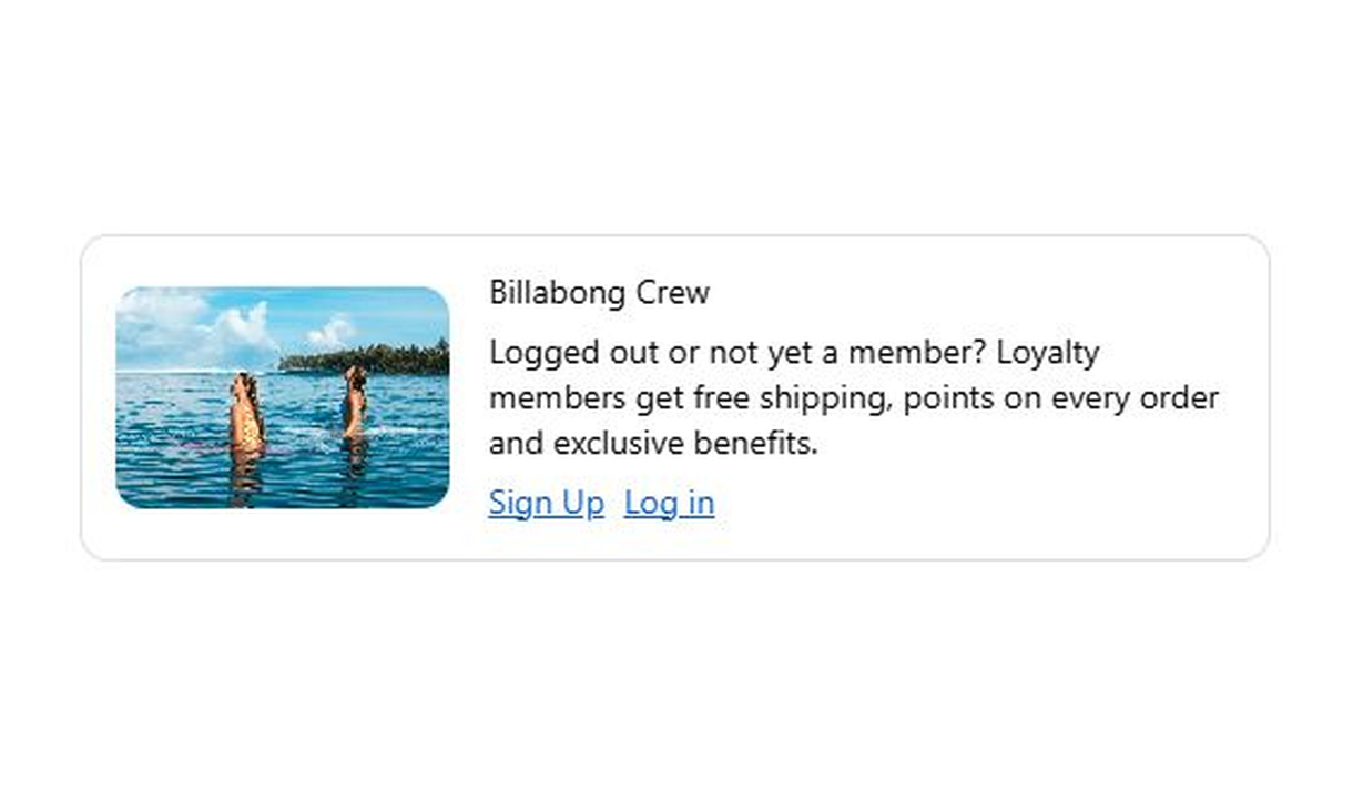 Call to action in Billabong's checkout