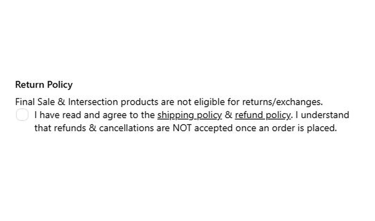 Checkbox in Salomon Australia's checkout