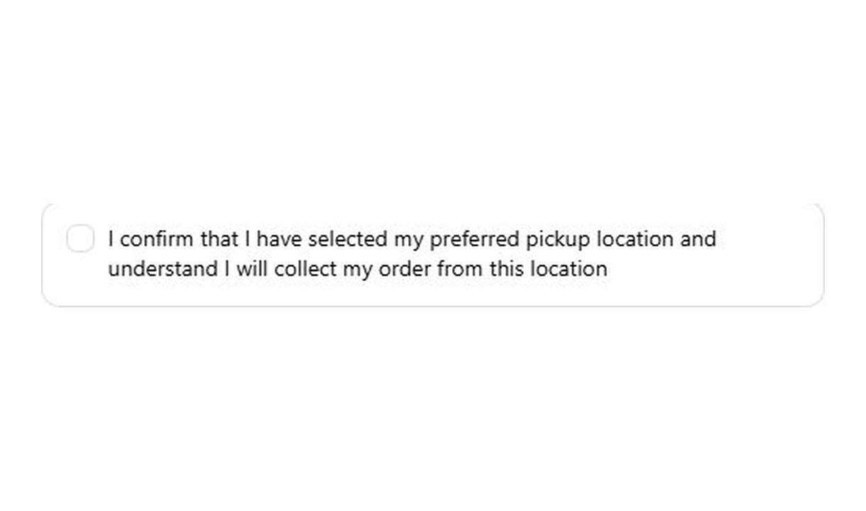 Checkbox in The Body Shop's checkout