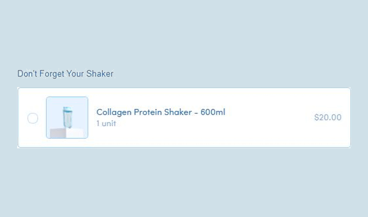 Checkbox upsell in The Collagen Co.'s checkout