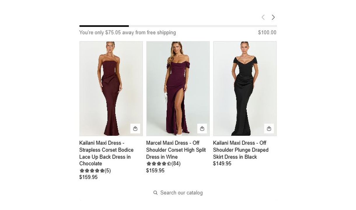 Free shipping upsell in SHOWPO's checkout