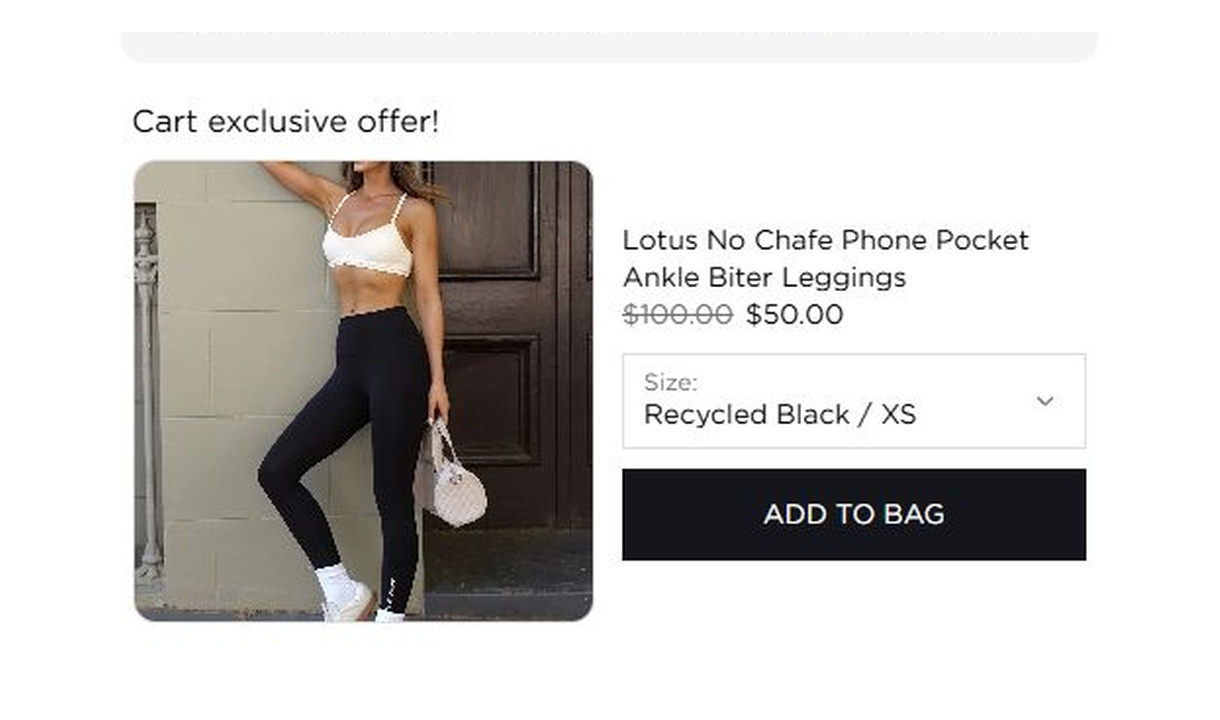 Large upsell in Lorna Jane's checkout