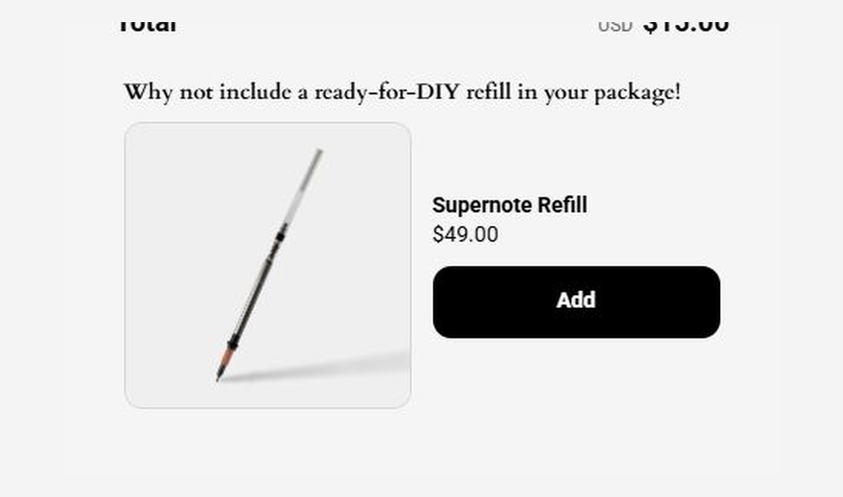 Large upsell in Supernote's checkout