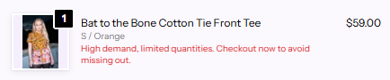 Line item highlights in BlackMilk Clothing's checkout