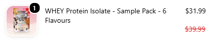 Line item highlights in Muscle Nation's checkout