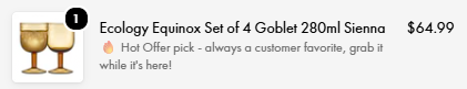 Line item highlights in MyHouse's checkout
