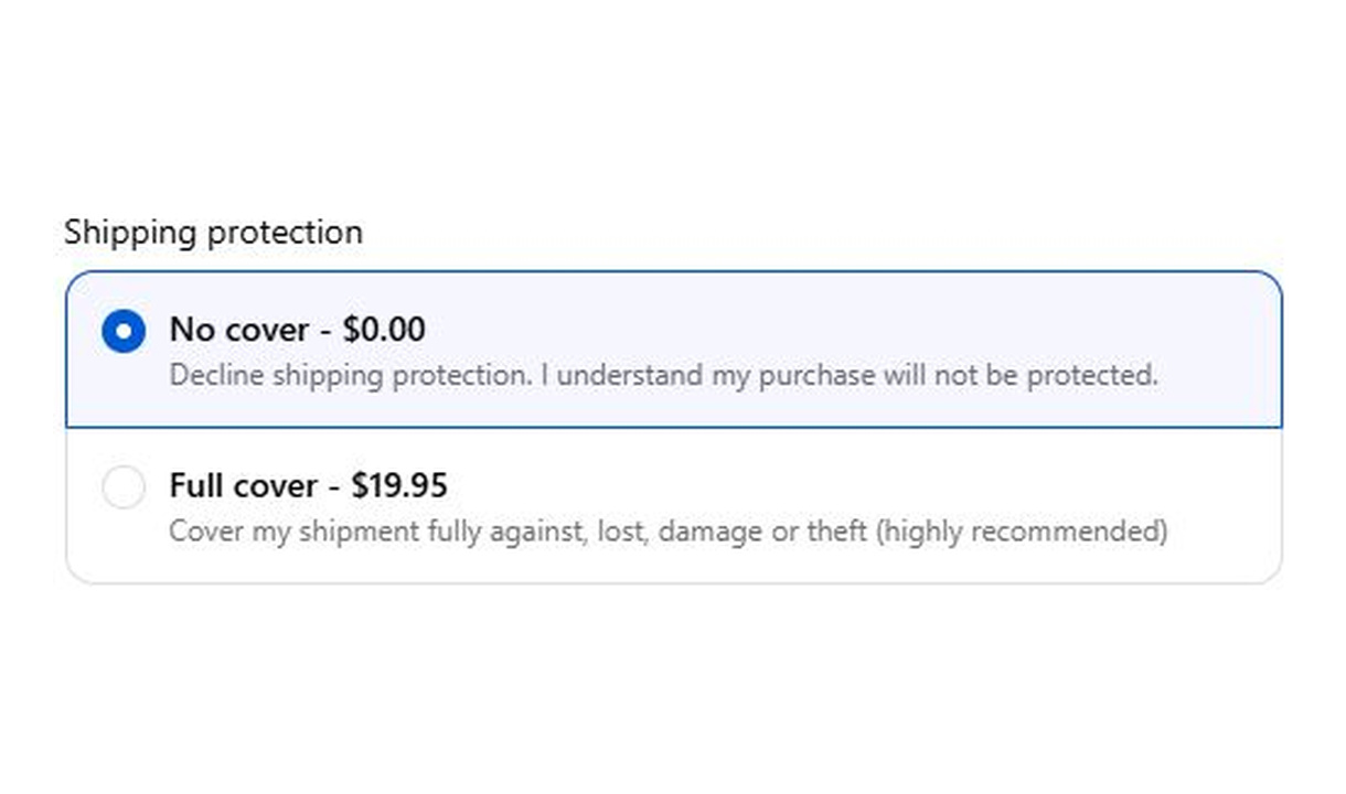 Radio buttons in Luxe.It.Fwd's checkout