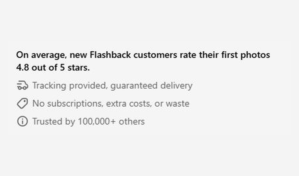 Simple message in Flashback's checkout