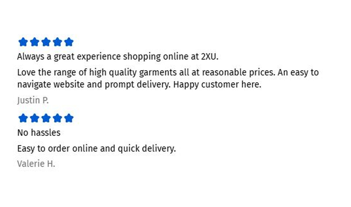 Reviews snippet in 2XU's checkout
