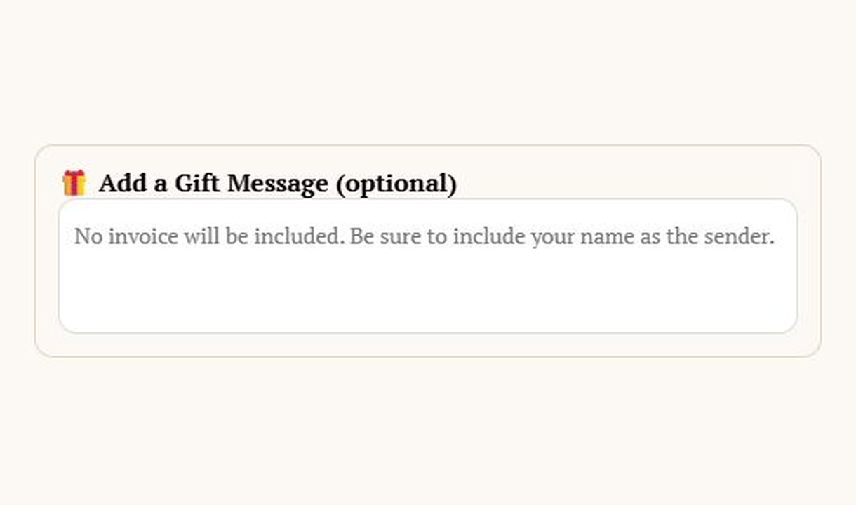 Text field in Amish Baskets's checkout