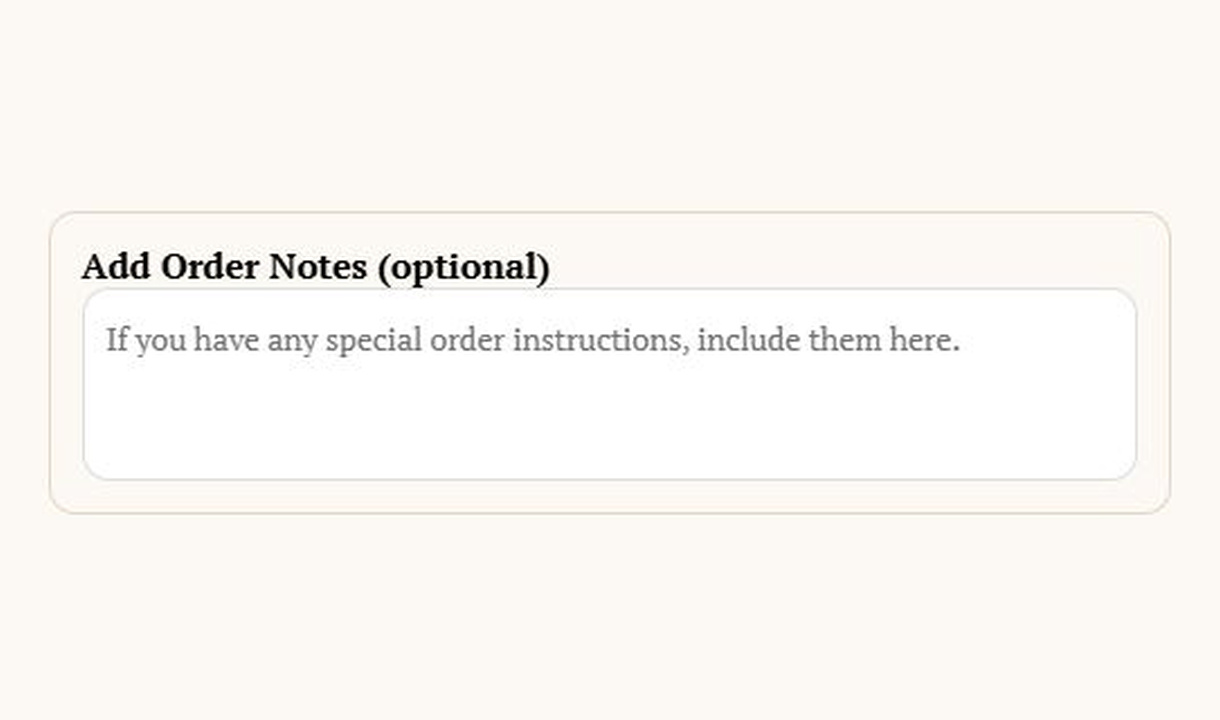 Text field in Amish Baskets's checkout
