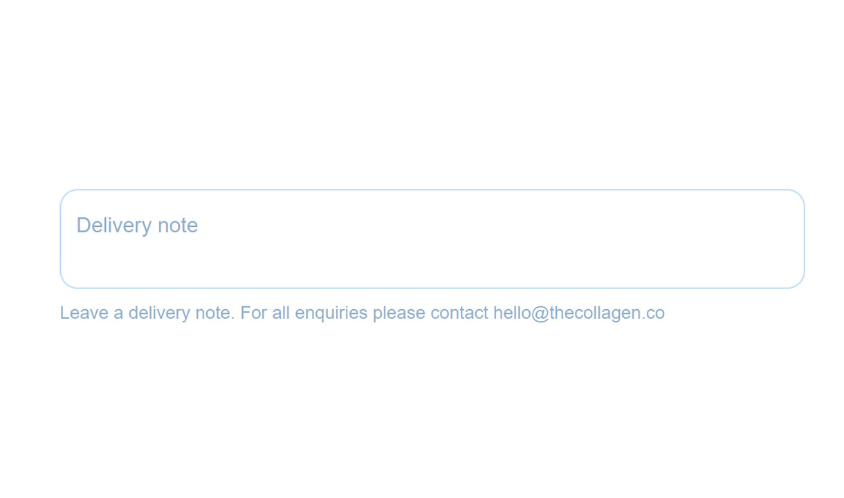 Text field in The Collagen Co.'s checkout