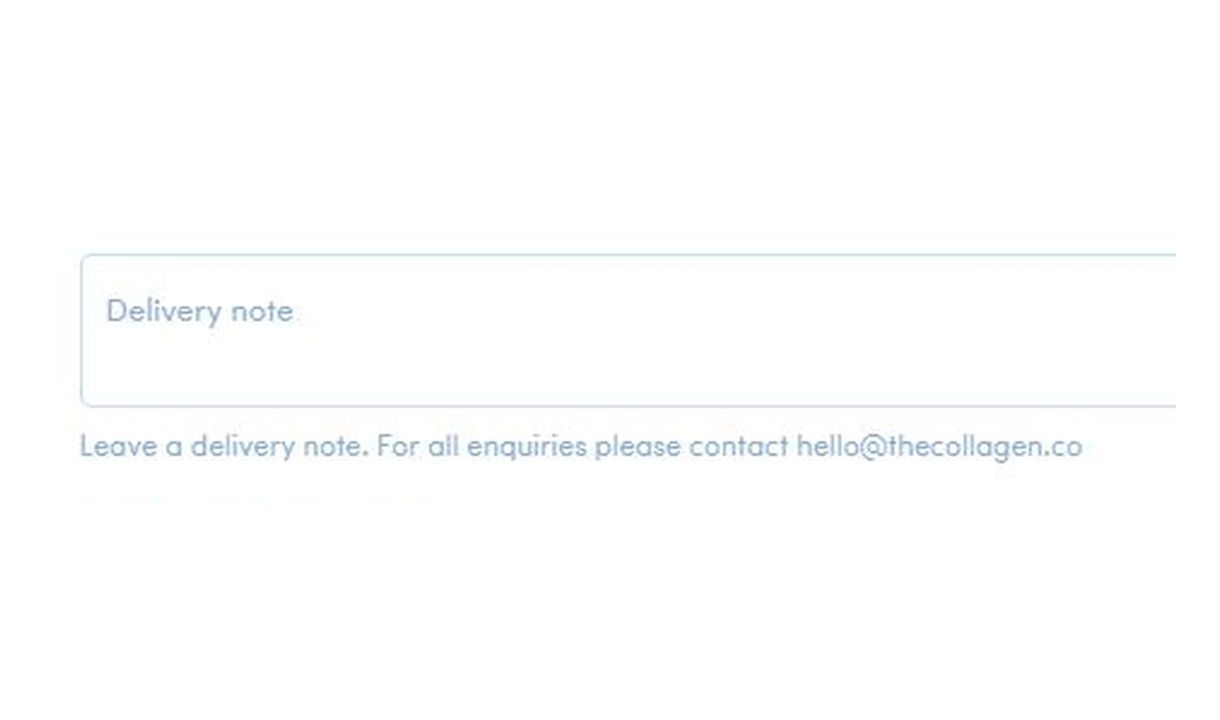 Text field in The Collagen Co.'s checkout