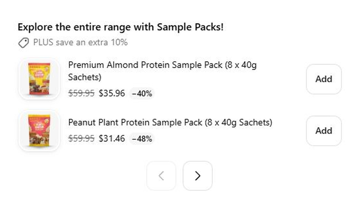 Upsell list in Macro Mike's checkout
