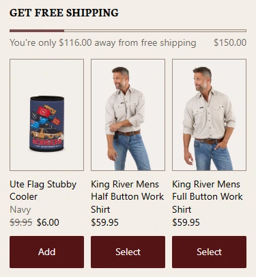 The same Ringers Western upsell in mobile checkout